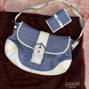 Coach Shoulder Bag Hobo Handbag Baby Blue Bundle